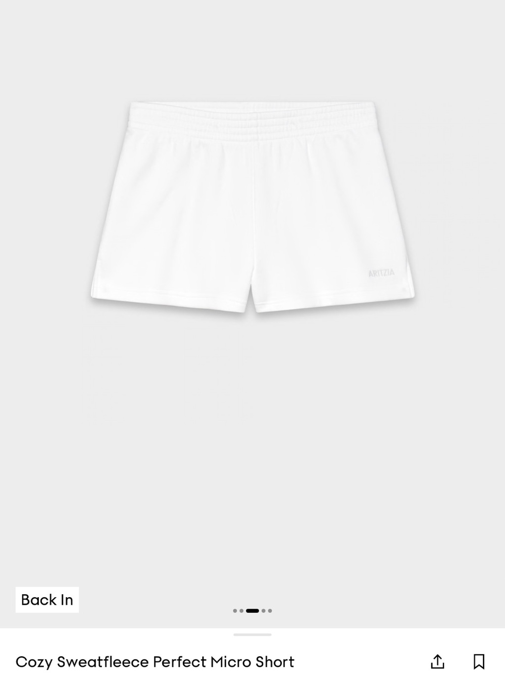 Aritzia White Cozy Sweatfleece Micro Shorts